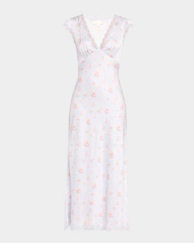 Theodore Floral Satin Midi Dress